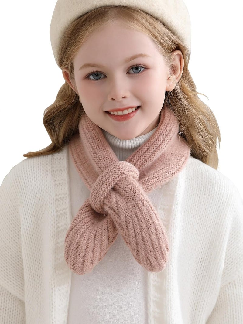Haloumoning Kids Girls Knit Scarf Toddler Warm Winter Cross Tie Wrap Neck Warmer Cute Scarves 1-14 Years - Image 1